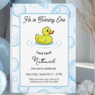 Carte d'invitation d'anniversaire Lucky Duck pour 