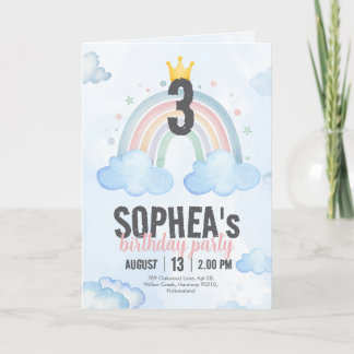 Carte d'invitation d'anniversaire Magique Arc-en-c