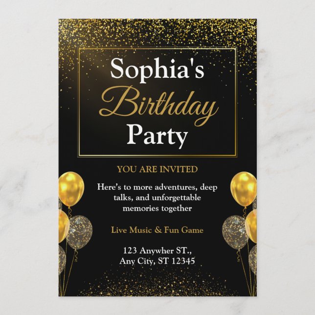 Carte d'invitation d'anniversaire modèle design no (Devant)