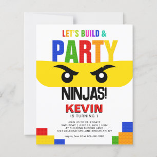 Carte d'invitation d'anniversaire Ninja Blocs de c