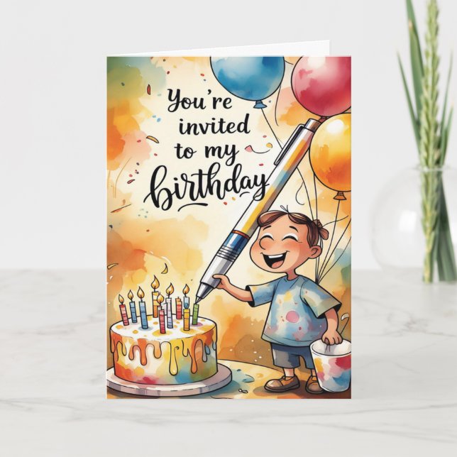 Carte d'invitation d'anniversaire personnalisée (Devant)