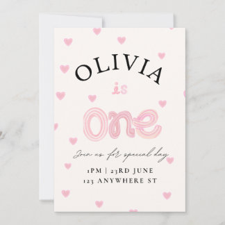 Carte d'invitation d'anniversaire Pink Hearts Flat