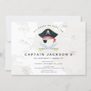 Carte d'invitation d'anniversaire Pirate Moderne p