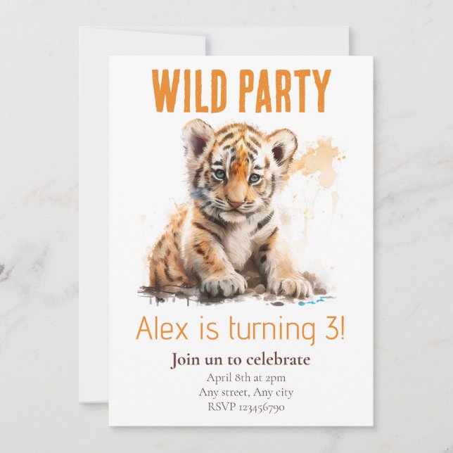 Carte d'invitation d'anniversaire pour enfants à t (Devant)