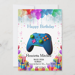 Carte d'invitation d'anniversaire pour joueur Fê