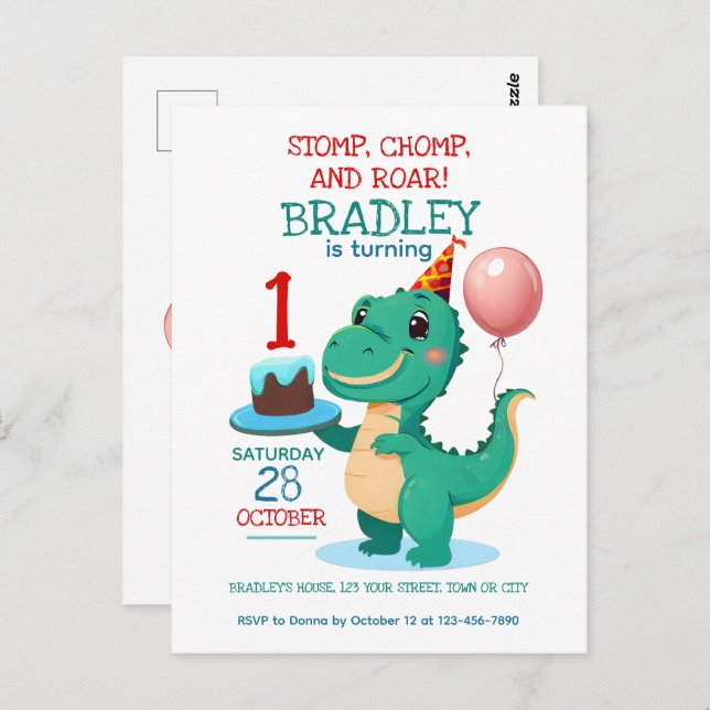 Carte d'invitation d'anniversaire pour un enfant â (Devant / Derrière)