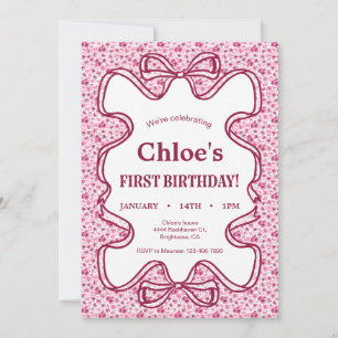 Carte d'invitation d'anniversaire Ruban de fleurs 