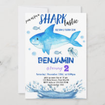 Carte d'invitation d'anniversaire Sharktastic