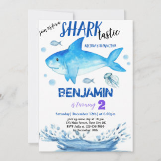 Carte d'invitation d'anniversaire Sharktastic