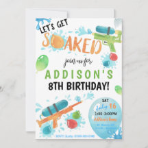 Carte d'invitation d'anniversaire Super Soaker