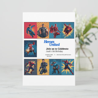 Carte d'invitation d'anniversaire Superhero Bash