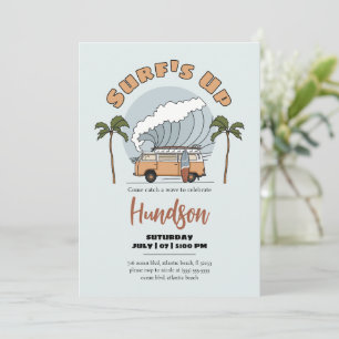 Carte d'invitation d'anniversaire surf Up Beach