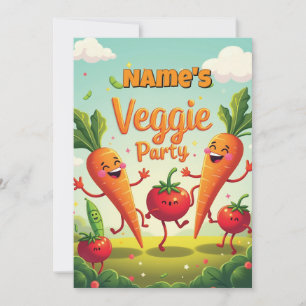 Carte d'invitation d'anniversaire Veggie Party