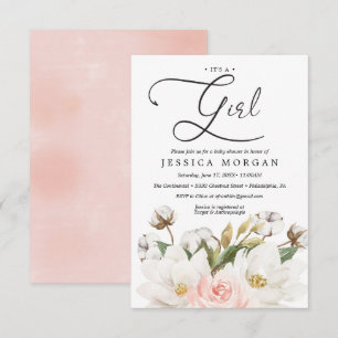 Carte d'invitation de Baby shower de coton Magnoli