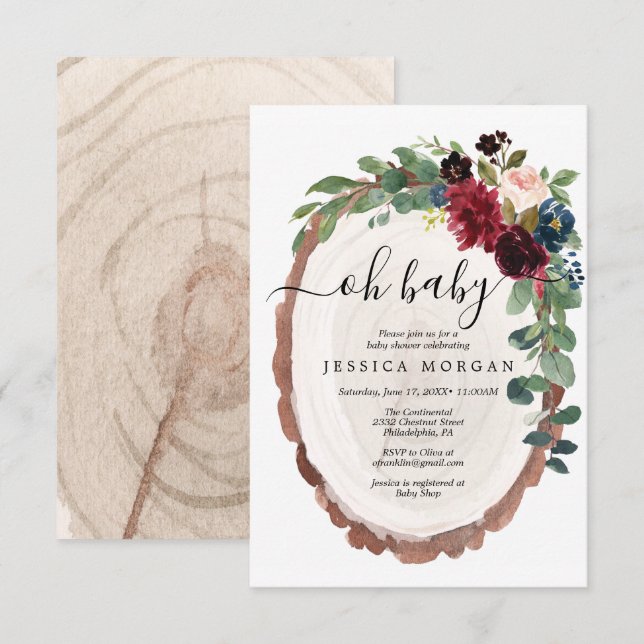 Carte d'invitation de Baby shower en tranches de b (Devant / Derrière)
