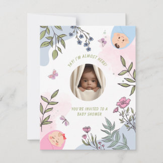 Carte d'invitation de baby shower mignonne avec en