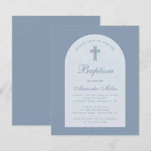 Carte d'invitation de baptême garçon arche bleu po