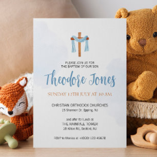 Carte d'invitation de baptême pour bébé garçon à l
