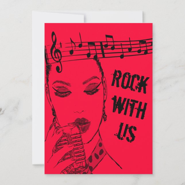 carte d'invitation de diva rockabilly rose (Devant)