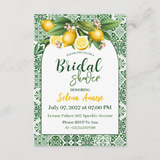 Carte d'invitation de douche de mariée au citron