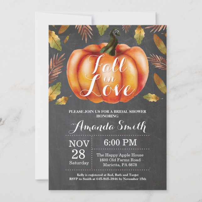 Carte d'invitation de douche de mariée d'automne t (Devant)