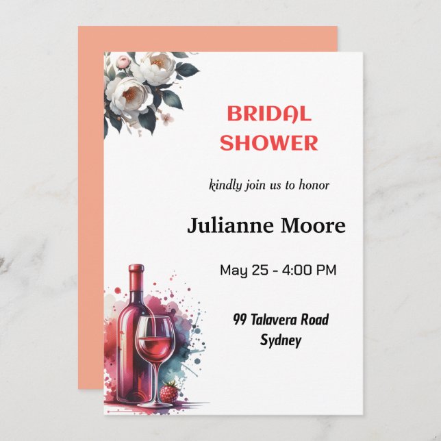 Carte d'invitation de douche nuptiale (Devant / Derrière)