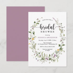 Carte d'invitation de douche nuptiale fleur sauvag