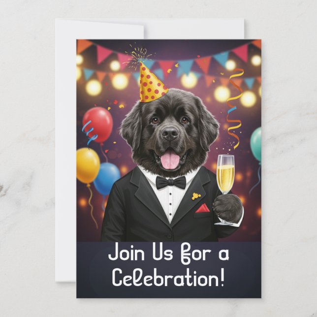 Carte d'invitation de fête avec un chien de Terre- (Devant)