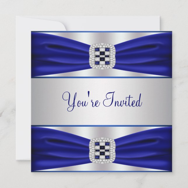 Carte d'invitation de fête bleu cobalt pour toutes (Devant)