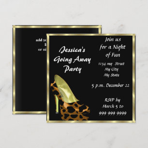 Carte d'invitation de fête d'adieu au noir