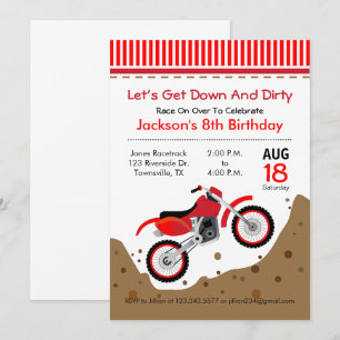Carte d'invitation de fête d'anniversaire de moto 