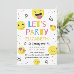 Carte d'invitation de fête d'anniversaire Emoji