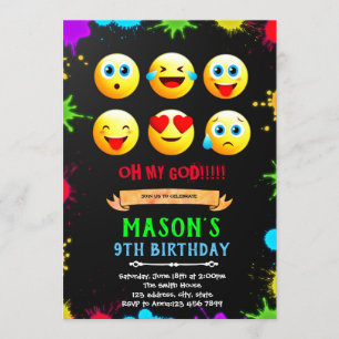 Carte d'invitation de fête d'anniversaire Emoji