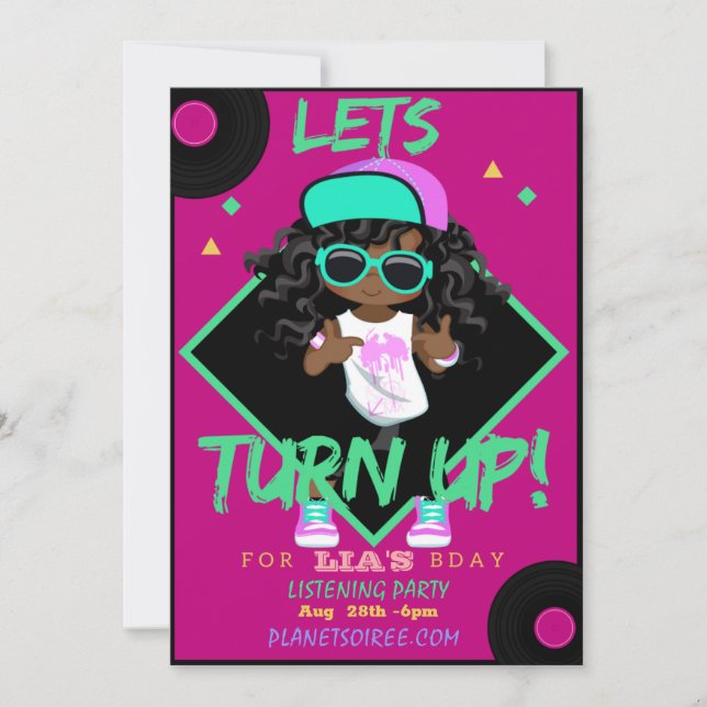 Carte d'invitation de fête d'anniversaire (fille) (Devant)