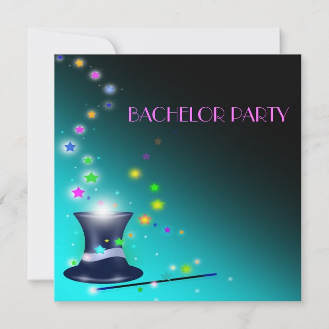 Carte d'invitation de fête de bachelor Magiciens M (Devant)