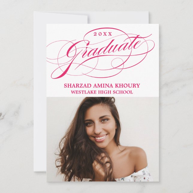 CARTE D'INVITATION DE FÊTE DE FIN D'ÉTUDES 2 ÉCRIT (Devant)