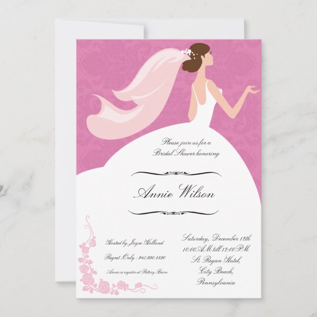 Carte d'invitation de Fête de la mariée dans le (Devant)