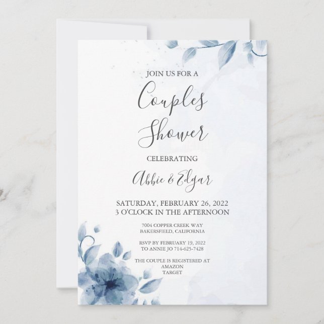 Carte d'invitation de fête de mariage pour couples (Devant)