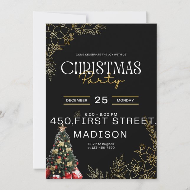 carte d'invitation de fête de noël (Devant)