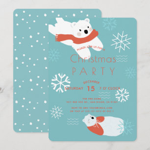 Carte d'invitation de fête de Noël d'ours blancs