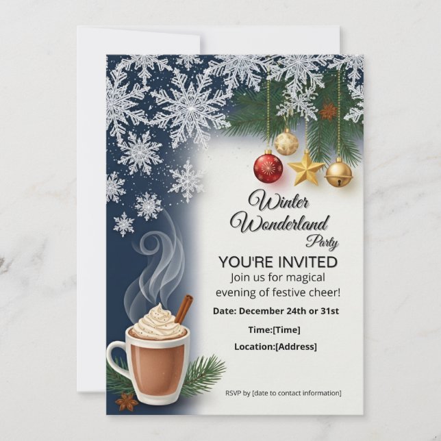 Carte d'invitation de fête de Noël modèle (Devant)