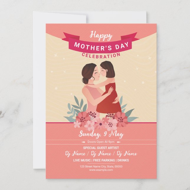 Carte d'invitation de fête des mères (Devant)