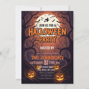Carte d'invitation de fête d'Halloween Pu Forêt