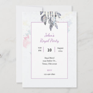 Carte d'invitation de fête royale à l'aquarelle bo