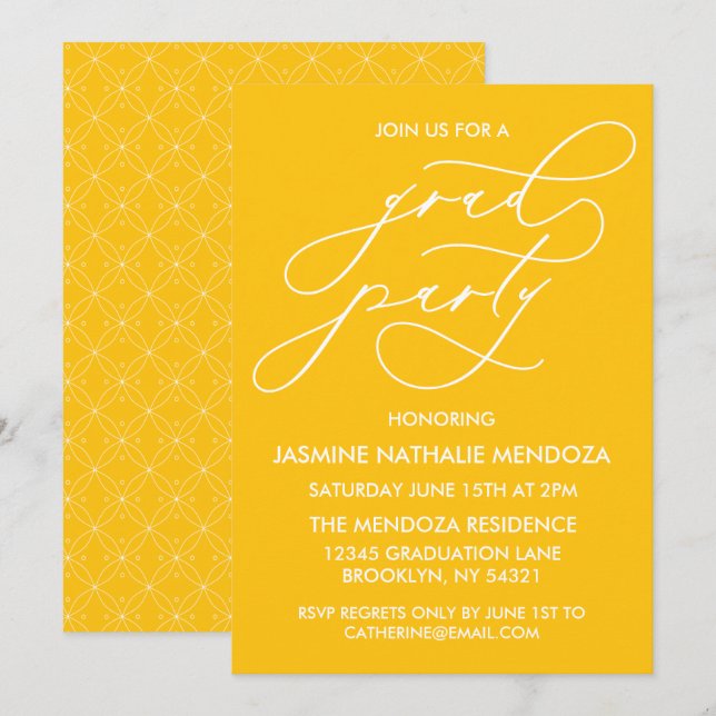 CARTE D'INVITATION DE FIN D'ÉTUDES EN CALLIGRAPHIE (Devant / Derrière)