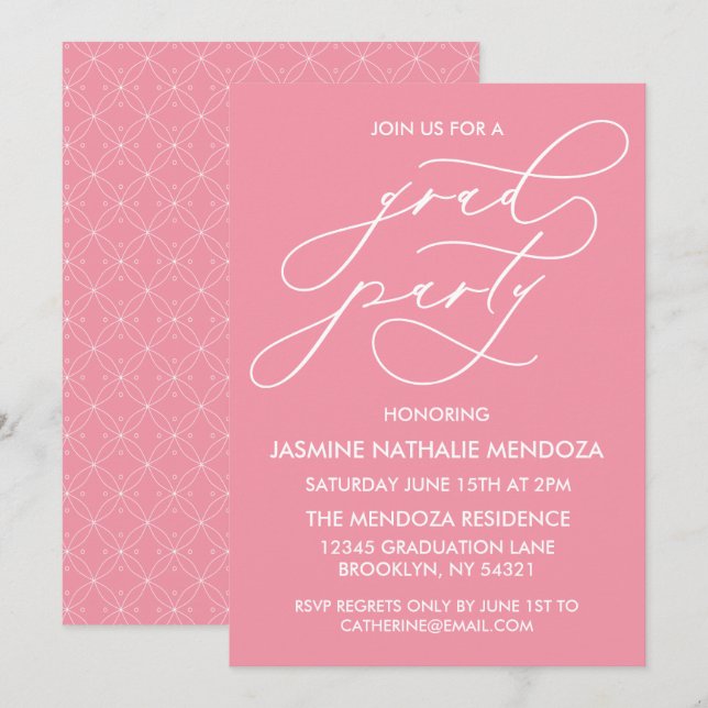 CARTE D'INVITATION DE FIN D'ÉTUDES EN CALLIGRAPHIE (Devant / Derrière)