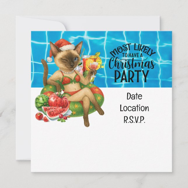 Carte d'invitation de la fête de la piscine de Noë (Devant)