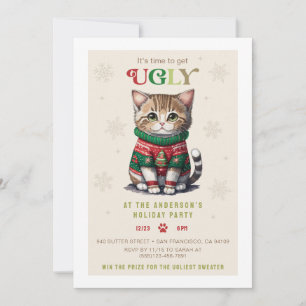 Carte d'invitation de la fête de sueur moche chat 
