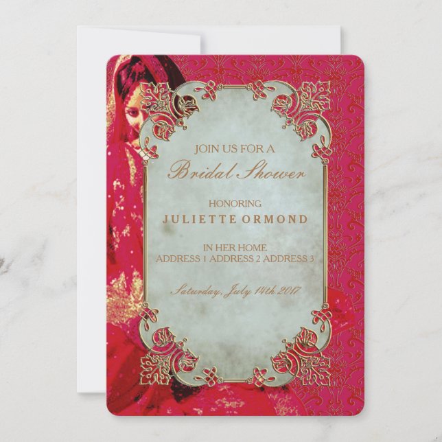 Carte d'invitation de la mariée indienne - Douche  (Devant)
