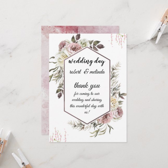 carte d'invitation de mariage  (Devant/Arrière en situation)